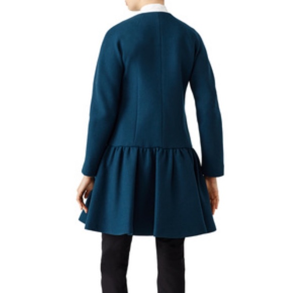 Milly Teal Wool Flounce Coat - Picture 7 of 9